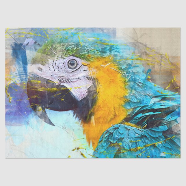 Watercolor Parrot  Decoupage Wall Art Tissue Paper (Front)