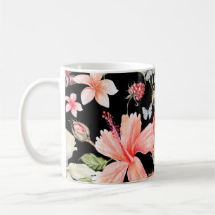 Watercolor Parrot: Floral Pattern Romance. Coffee Mug