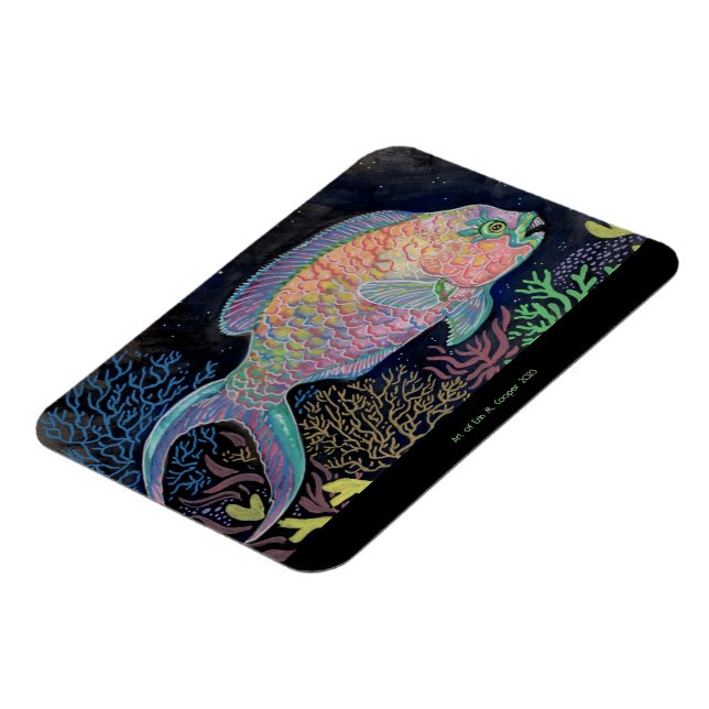 Watercolor Parrotfish Magnet (Left Side)