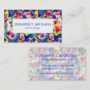 Watercolor Parrots   Add Your Name Business Card