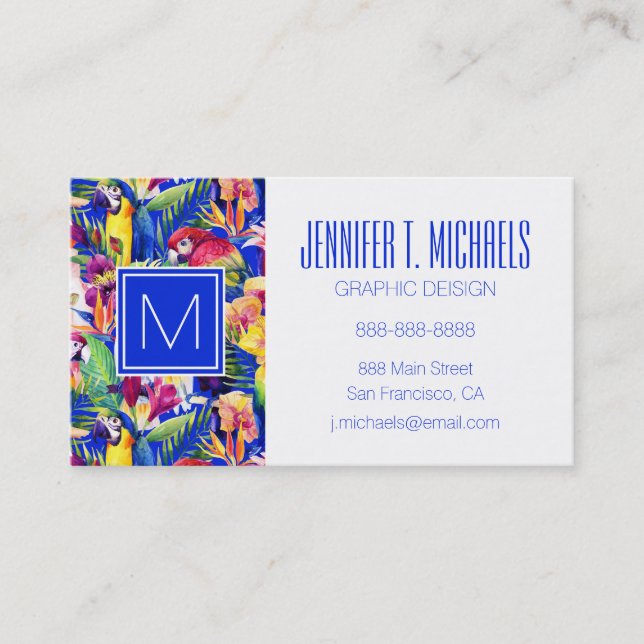 Watercolor Parrots | Add Your Name Business Card (Front)