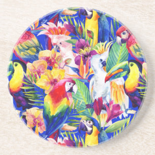 Watercolor Parrots Coaster