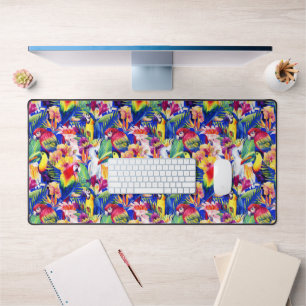 Watercolor Parrots Desk Mat