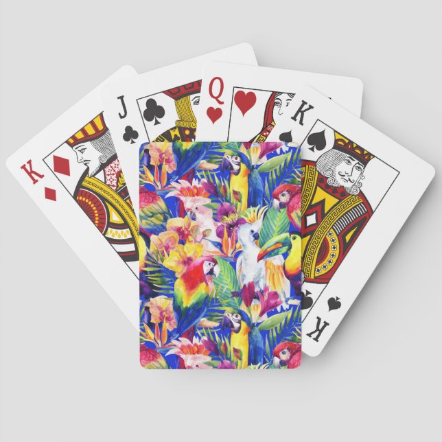 Watercolor Parrots Playing Cards (Back)