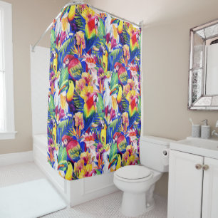 Watercolor Parrots Shower Curtain