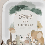 Watercolor Party Animals Photo Birthday Party Paper Plate<br><div class="desc">Looking for a unique and stylish theme for your kid's birthday party? Look no further than our subtle watercolor animal theme! Featuring soft shades of browns, greys and greens, this theme includes the beloved animals of elephant, giraffe, and monkey. To add a modern touch, we even have a sleek arch...</div>