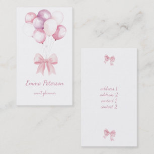 watercolor party balloons event planner business card