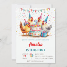 Watercolor Party Chickens Farmyard Birthday