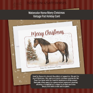 Watercolor Paso Horse Merry Christmas Vintage  Holiday Card