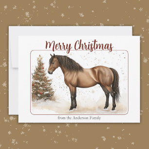 Watercolor Paso Horse Merry Christmas Vintage  Holiday Card