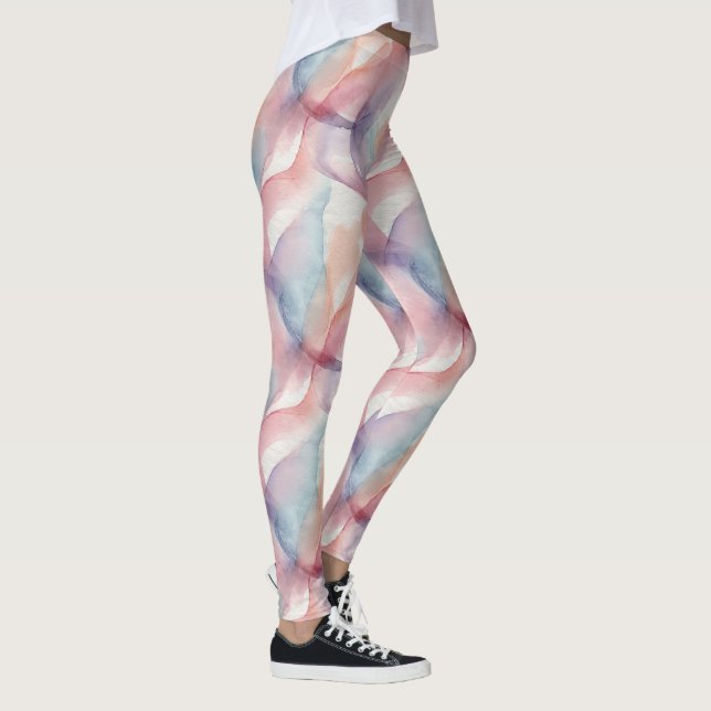 Watercolor Pastel Abstract Soft Aesthetic Pattern Leggings (Right)
