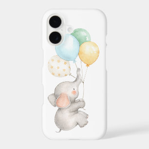 Watercolor Pastel Baby Elephant With Balloons