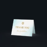 Watercolor Pastel Blue Gold Bar Mitzvah Thank You<br><div class="desc">Watercolor Pastel Blue Gold Bar Mitzvah Thank You Card</div>