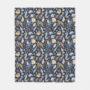 Watercolor pastel blue green colours sea maritime fleece blanket