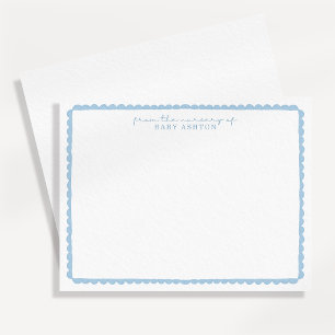 Watercolor pastel blue Scalloped Nursery Note Card