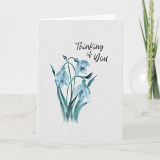 Watercolor Pastel Blue Snow Drops Thinking of You Card