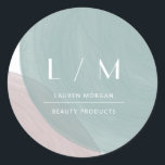 Watercolor Pastel Brush Minimalist Sticker<br><div class="desc">Minimalist watercolor brush sticker in two tones light teal and mauve with elegant sans serif font is perfect for complete branding and wonderfully pairs with other matching products from our "Modern Serenity" collection. It is so easy to customise with just one click of the button and you can change colour...</div>