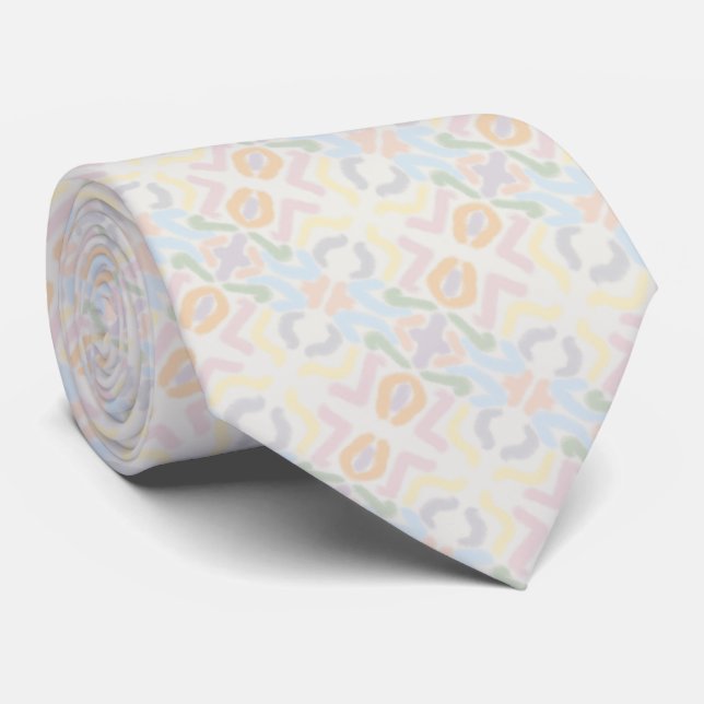 Watercolor Pastel Brushstrokes On Cloud White      Tie (Rolled)