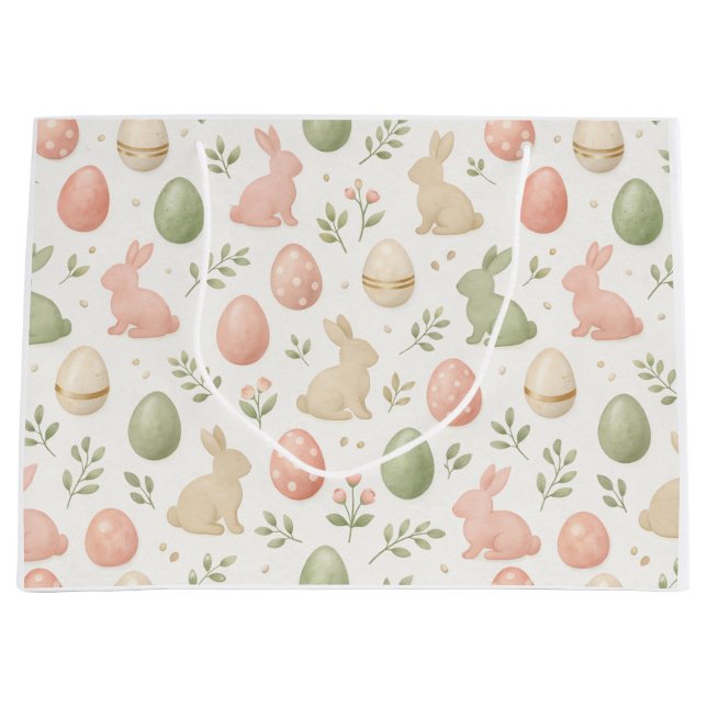 Watercolor Pastel Bunny & Easter Egg Gift Bag (Front)
