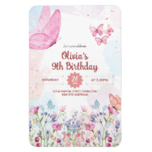Watercolor Pastel Butterfly Birthday Invitation