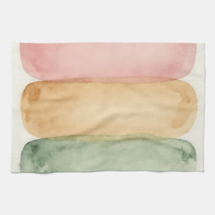 Watercolor Pastel Colour Block Layers Tea Towel