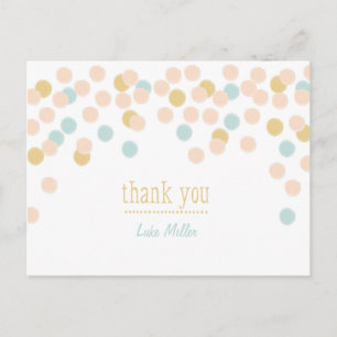 Watercolor Pastel Confetti Thank You  Postcard