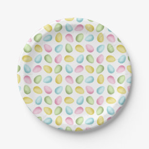 Watercolor Pastel Easter Eggs Colorful Pattern Paper Plate