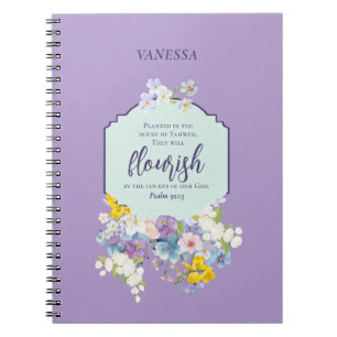 Watercolor Pastel Floral Bible Verse Personalised Notebook