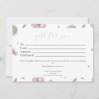 Watercolor, Pastel, Floral Gift Voucher, Invitation