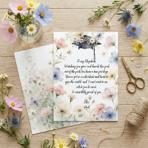 Watercolor Pastel Floral Graduation Cap Poem