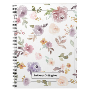Watercolor Pastel Florals Personalised Spring Notebook