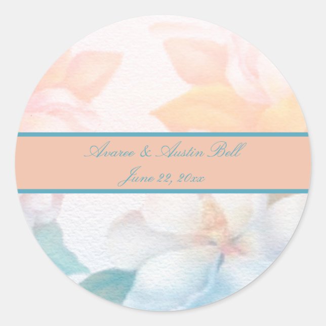 Watercolor Pastel Flowers Classic Round Sticker (Front)