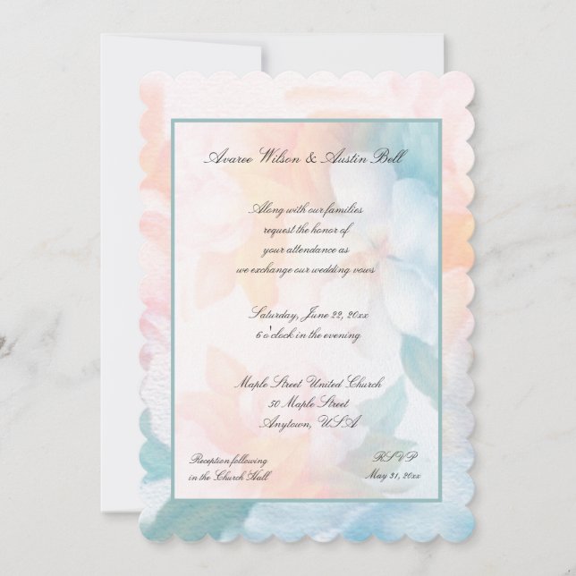 Watercolor Pastel Flowers Invitation (Front)
