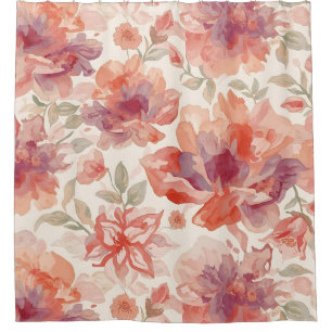 Watercolor Pastel Flowers Light Orange Shower Curtain