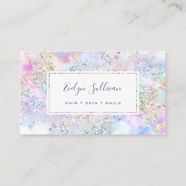 watercolor pastel glitter business card (Front)