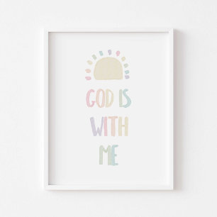 Watercolor pastel God is with us poster