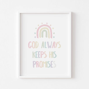 Watercolor pastel God keep his promises poster