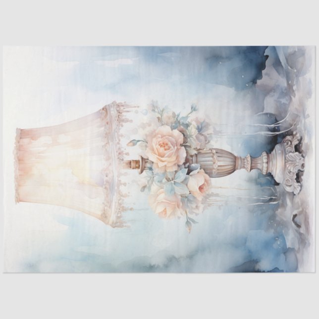 Watercolor pastel green peach retro lantern tissue paper (Front)