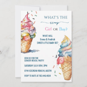Watercolor Pastel Ice Cream Gender Reveal Invitation
