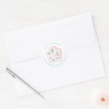 Watercolor Pastel Mahjong Tiles Return Address