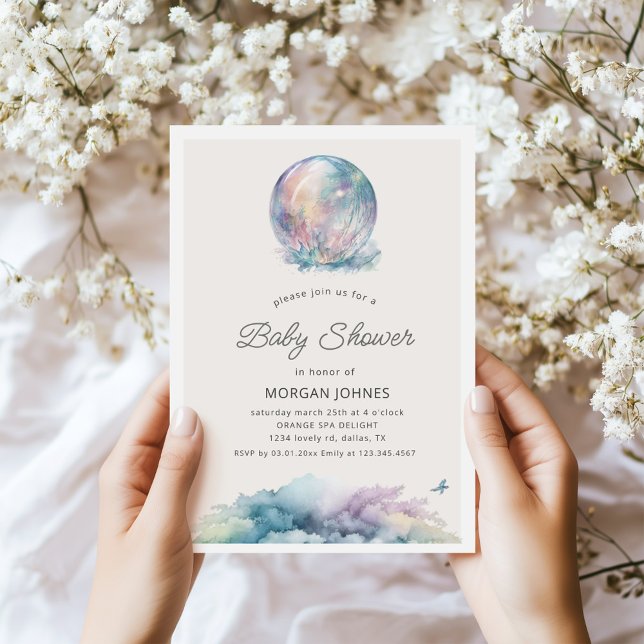 Watercolor Pastel Moon Baby Shower Invitation (Creator Uploaded)