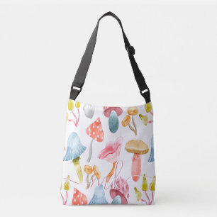 Watercolor Pastel Mushrooms Crossbody Bag
