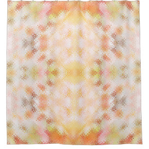 Watercolor pastel orange and white mosaic tapestry shower curtain