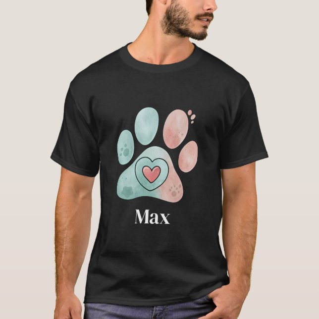 watercolor pastel paws with a heart inside T-Shirt (Front)