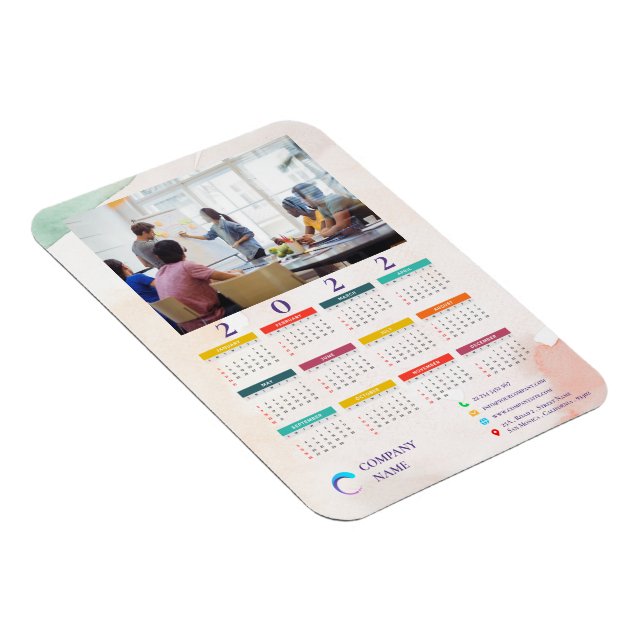 Watercolor Pastel Photo Company Logo 2022 Calendar Magnet (Right Side)
