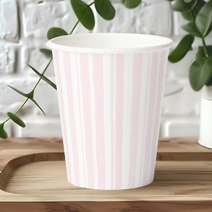 Watercolor Pastel Pink Stripe Pattern Paper Cups