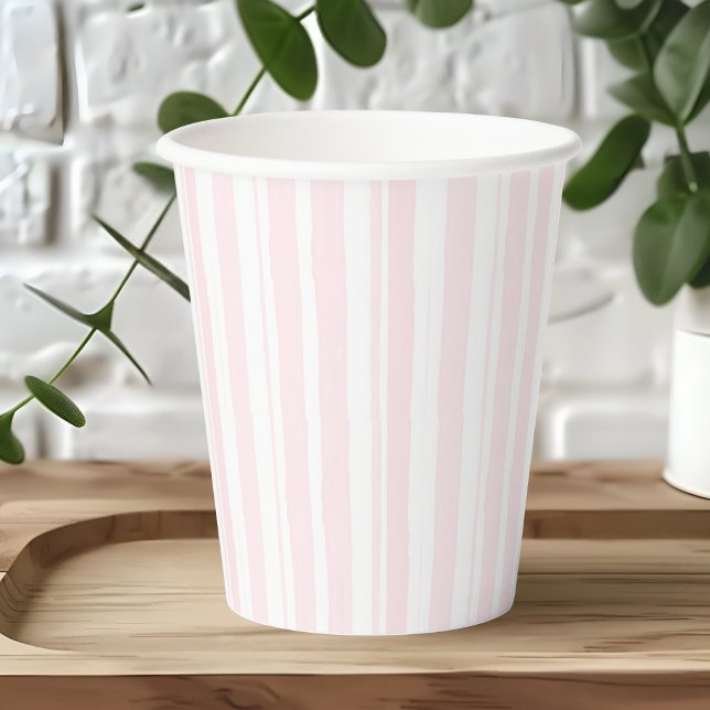 Watercolor Pastel Pink Stripe Pattern  Paper Cups (Creator Uploaded)