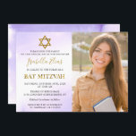 Watercolor Pastel Purple Gold Bat Mitzvah Photo Invitation<br><div class="desc">Watercolor Pastel Purple Gold Bat Mitzvah Photo Invitation</div>