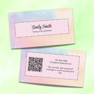 Watercolor Pastel QR Code Mum Pink Calling Card