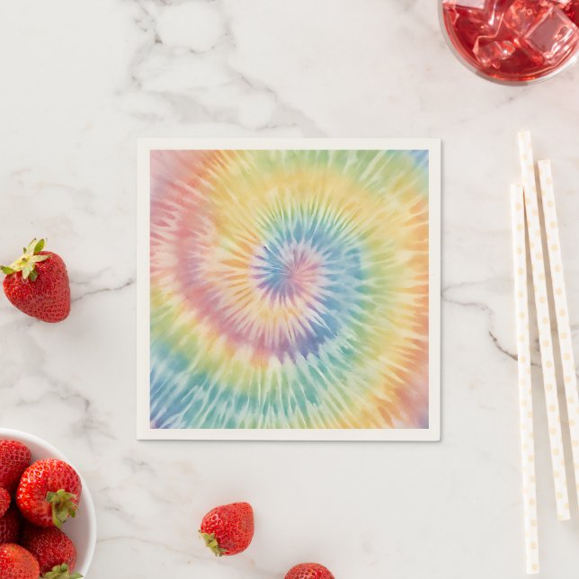 Watercolor Pastel Rainbow Tie Dye  Napkin (Insitu)